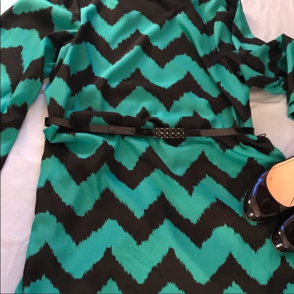 Almost Famous Dresses & Skirts - Teal boho chevron dress